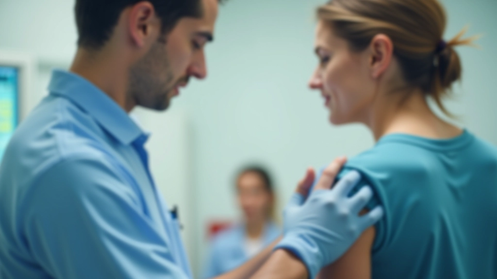 متخصص علاج طبيعي يعالج إصابة كتف لاعب تنس في عيادة طبية