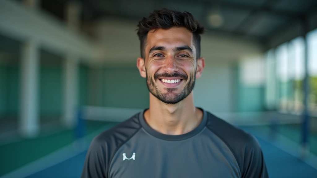 شاب لاعب تنس مصري في ملعب تدريب